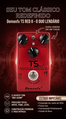 Pedal guitarra overdrive demonfx TS red (clone tube screamer da Ibanez, ts9 e t808)