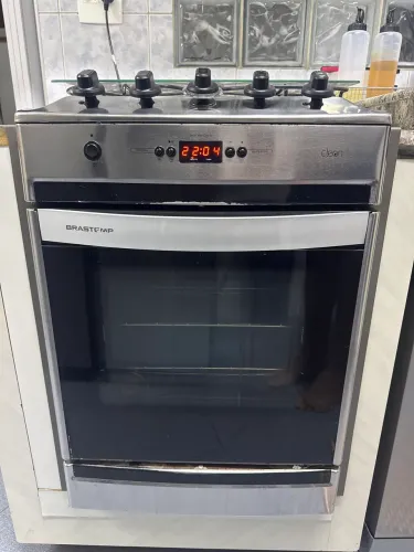 Fogão de embutir Brastemp Clean 4 bocas inox com timer - funcionando