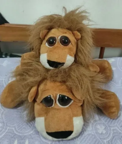 Brinquedo animais de pelúcia leão e leãozinho para decoração