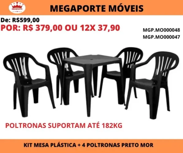 Kit de Mesa Plástica + 4 Poltronas Mor