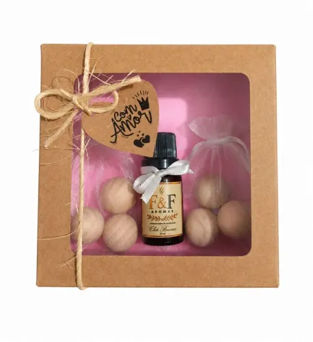 Kit Presente Essência e Sachês Perfumados Chá Branco para Gavetas, Closets, Guarda Roupas