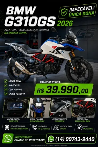 BMW 310GS 2026 IMPECÁVEL ÚNICA DONA