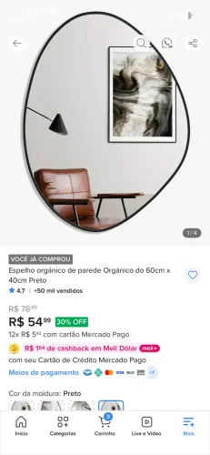 Vende-se espelho orgânico