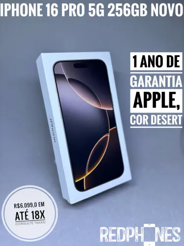 Loja física. Aceitamos trocas em iPhone's ou Android. iPhone 16 Pro 256GB novo