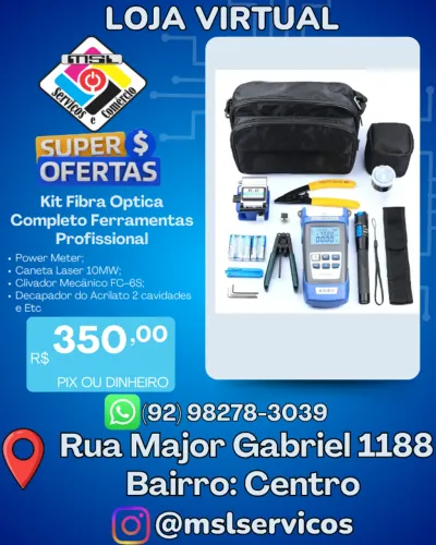 Kit Fibra Óptica FTTH Profissional Completo