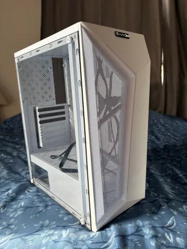 Gabinete Hayom Gamer Gb1733, branco, sem fans, vidro lateral