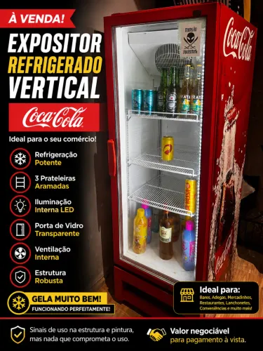 Expositor Refrigerado Vertical Coca-Cola | Porta de Vidro | Geladeira Comercial
