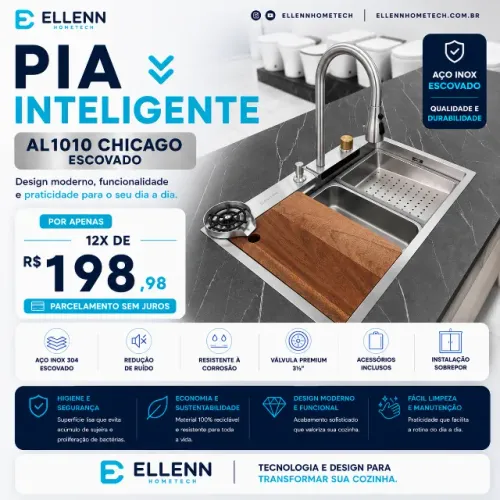 Pia de Cozinha Gourmet Multifuncional