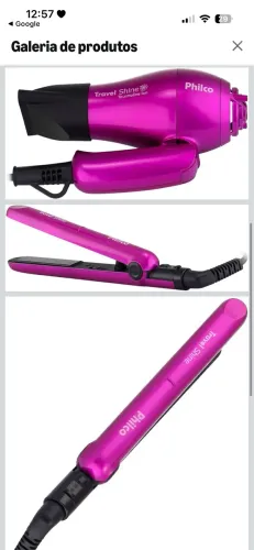 Kit de Beleza Philco Travel Shine Rosa com secador e prancha bivouac