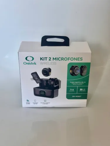 Kit 2 Microfones de Lapela Sem Fio - Marca: Onistek (Conexão Lightning - iPhone)