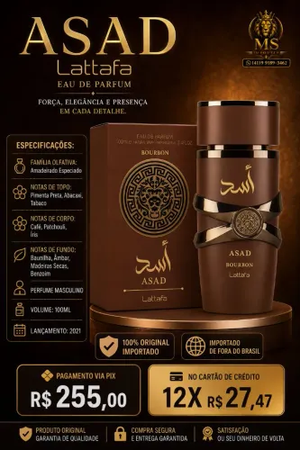 Perfume Masculino Lattafa Asad Bourbon Original Importado