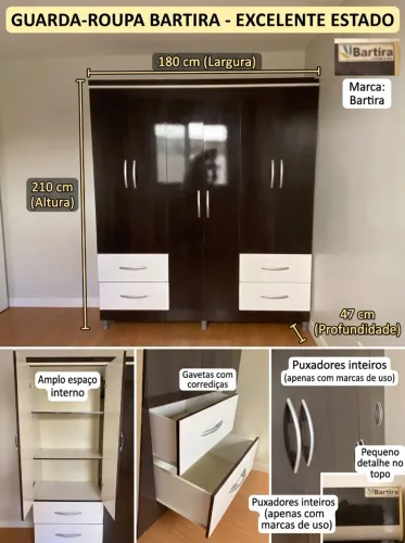 Guarda-Roupa Casal Bartira - 6 Portas e 4 Gavetas (Ótimo estado)
