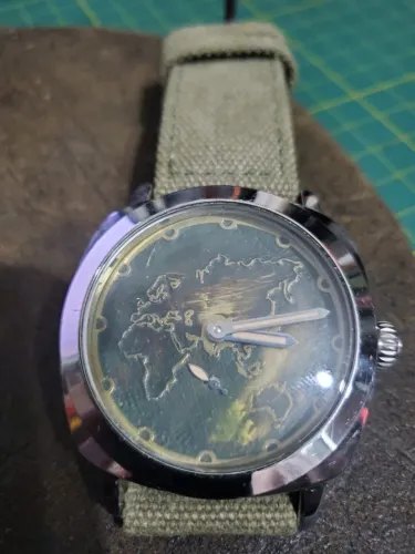 Relogio Custom Base Panerai Parnis Mostrador Militar Ukrania Verde Militar Aço Inox 