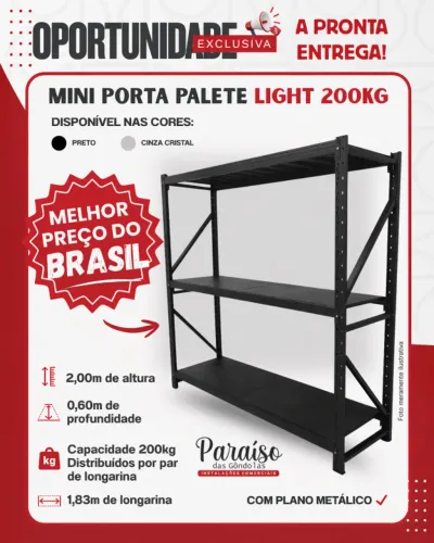mini porta pallet p/200kg por nível