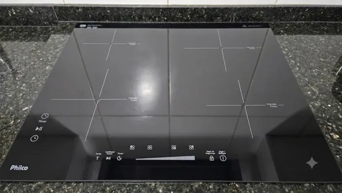 Cooktop Indução Pct40p Philco, 4 bocas, touch S<br>ogão Níveis+turbo Touch Philco Preto 220v