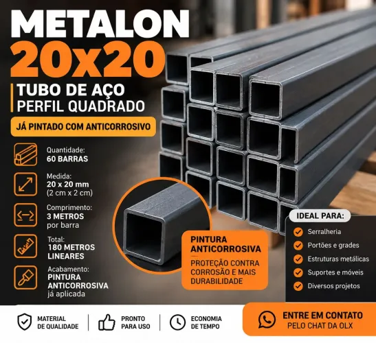 Vendo 60 barras de Metalon 20x20