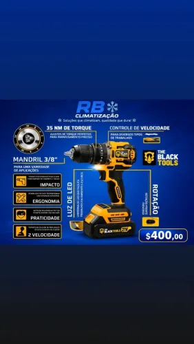 Parafusadeira Furadeira Impacto The Black Tools C/2 Baterias Amarelo E Preto 60hz