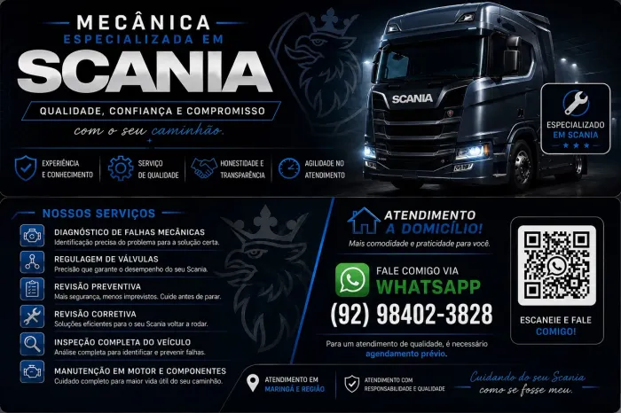 Especialista em Scania Motores XPI | Atendimento Externo Manutenção Diesel Pesada