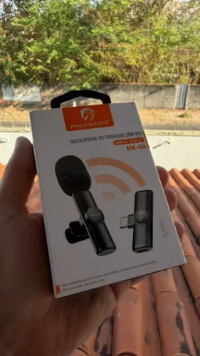Microfone de Lapela Sem Fio H?Maston MK-04 Duplo USB-C - Completo