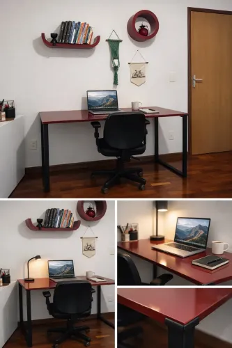 Home Office Completo | Mesa + 2 Cadeiras Flexform + Prateleiras