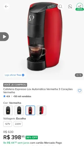 Cafeteira Expresso Lov 127v  (Porta Cápsulas e Jogo de xícaras)