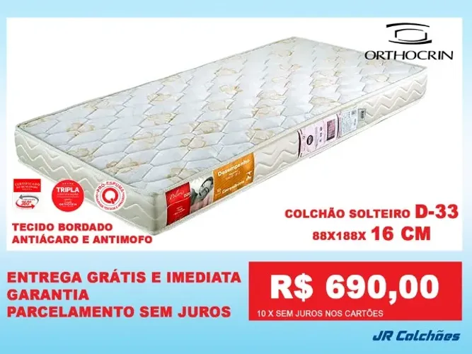 Colchão D33 Orthocrin Casal e Solteiro na Promoção