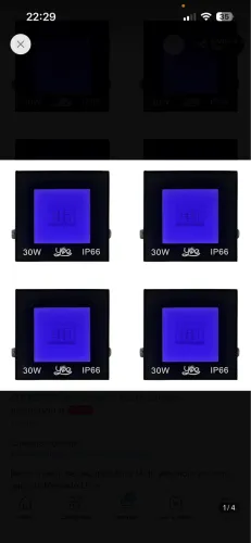 Kit 4 Mini Refletor Holofote 30w Luz Azul A Prova d?água.