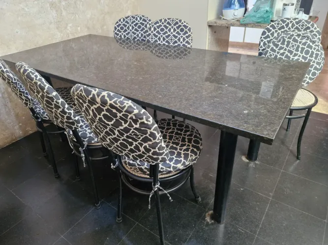 Mesa de jantar granito preto retangular 