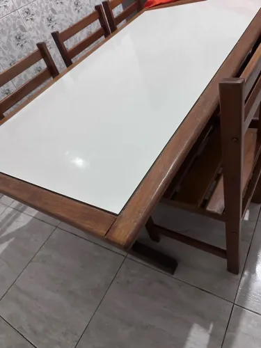 Conj mesa madeira maciça