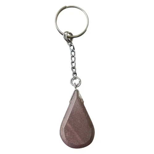 Chaveiro Pedra Jaspe Marrom Natural Lapidado em Gota