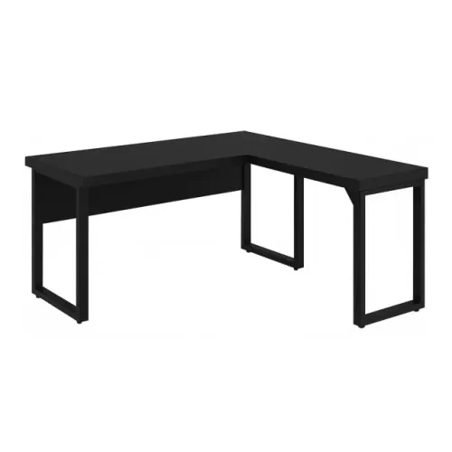 Mesa Em L Escritório 150x60 Com Mesa Auxiliar Pé Quadro Preto Layout Profissional 26010