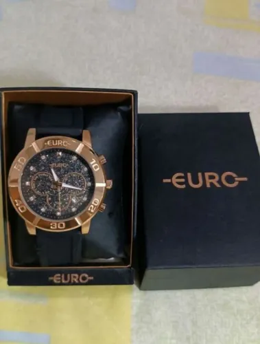 Relógio Euro Rose Gold preto