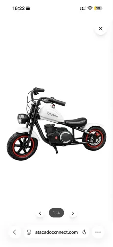 Moto Elétrica Infantil Foston X100 Harley Bluetooth 16 km/h - Branco