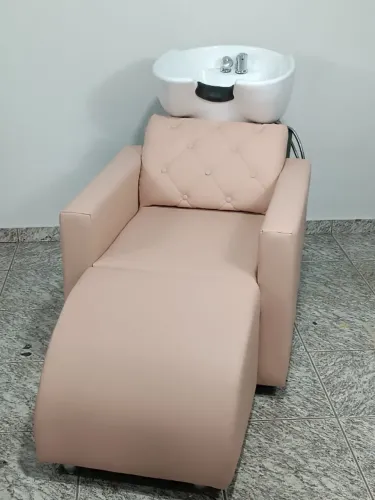 Lavatório rose com cuba de porcelana salão de beleza