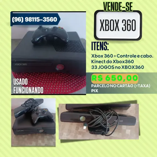 Xbox 360 freestyle 3 + Kinect + Controle.
