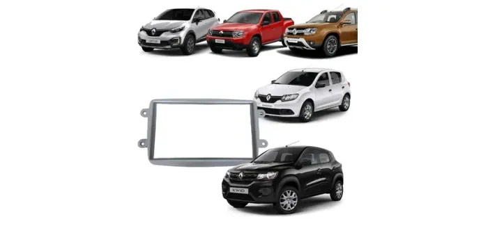 Moldura Painel Acabamento Multimídia 2din 7'' Renault Sandero Logan Kwid Oroch Prata