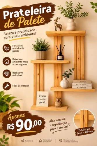 Prateleiras feitas de madeira de paletes
