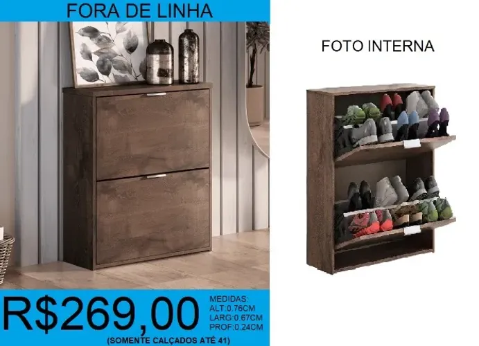 Sapateira com 2 gavetas - à pronta entrega