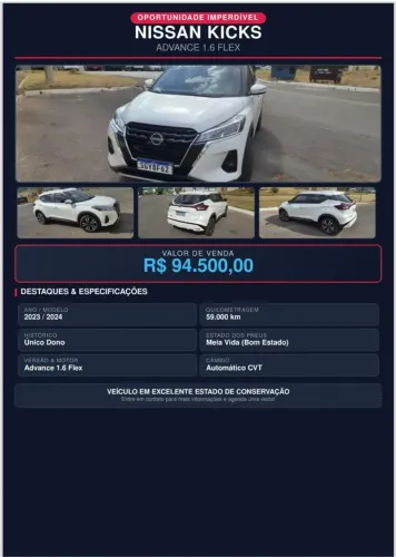 Nissan Kicks Advance 1.6 16V Flex AUT 2024