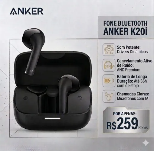Fone Bluetooth Anker Soundcore K20i Premium (Original e Lacrado)
