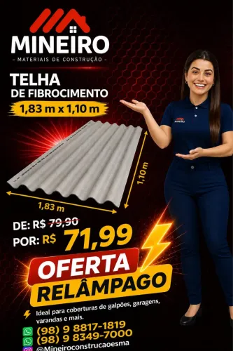 Telha Fibrocimento 1.83x1.10 5mm
