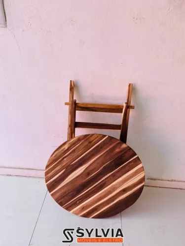 Mesa dobrável redonda sem verniz