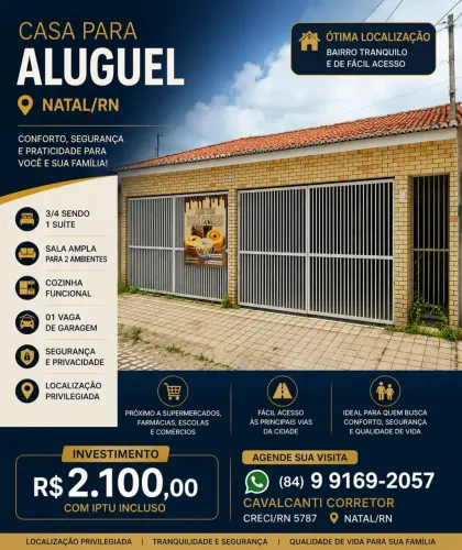 ALUGO CASA 4/4 TÉRREA NEÓPOLIS CAVALCANTI CORRETOR CL5787