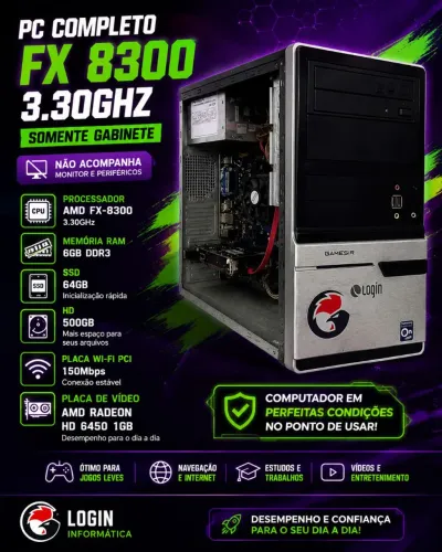 PC AMD FX-8300 3.30GHz | 6GB RAM | SSD + HD | Somente Gabinete