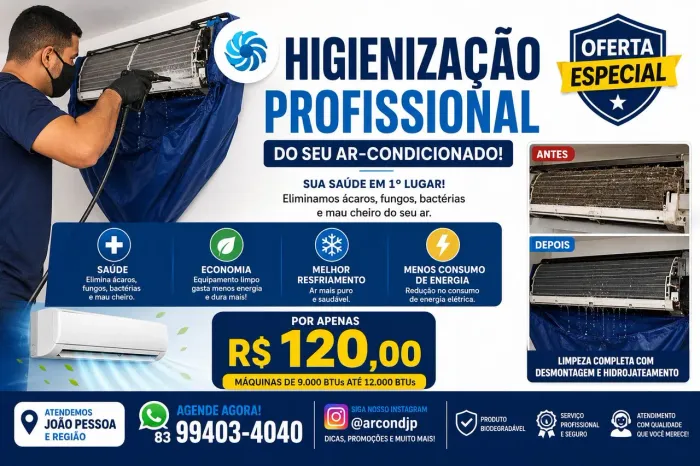 Limpeza Profissional de Ar-Condicionado | Hidrojateamento | João Pessoa