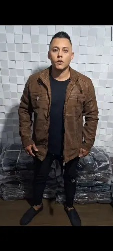 Jaqueta couro camurça masculino