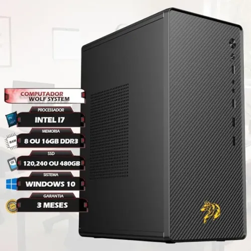 PC Desktop Intel Core i7 2a Geração, 8GBcRAM DDR3, SSD 120GB Windows 11, 4 Portas USB, HDM