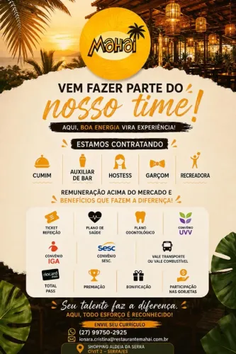 Venham fazer parte da nossa equipe!