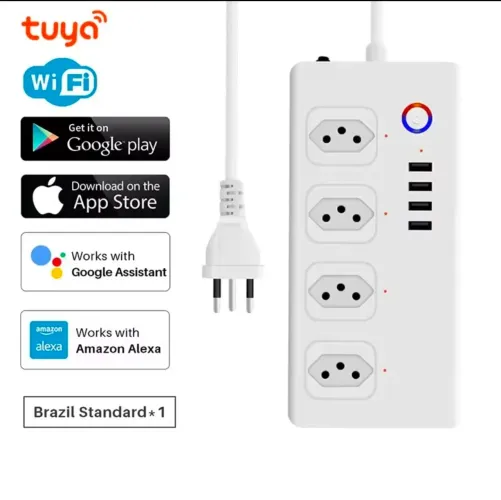 Tomada Smart Wi-Fi Alexa 1.5m 8 Portas