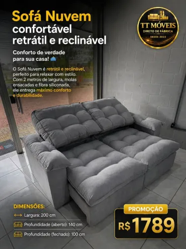 SOFÁ RETRÁTIL E RECLINÁVEL NUVEM